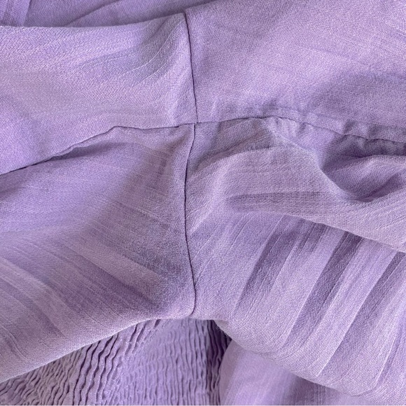 Women’s Lilac Purple Wide Pleated Leg Jumpsuit With Puff Sleeves S - Picture 14 of 16